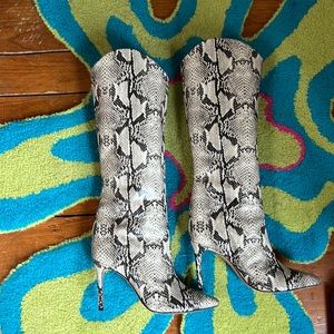 Schutz snake skin print boots